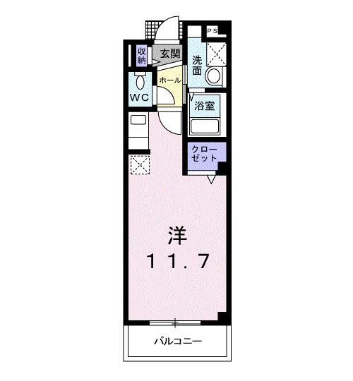 ユングフラウⅡ(ワンルーム/1階)の間取り写真