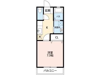 第五カネイ八帖北町アパートA棟(1K/1階)の間取り写真
