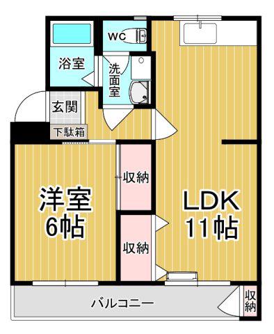 アワノハイツ(1LDK/3階)の間取り写真