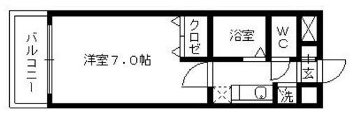 プリオールV(1K/4階)の間取り写真