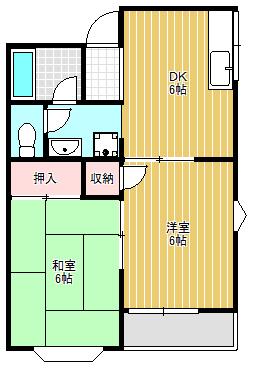 ウエストパークサイドB(2DK/1階)の間取り写真