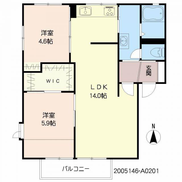 パークハイツ野上A(2LDK/2階)の間取り写真