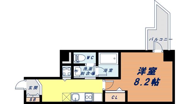 リアンジェ難波(1K/9階)の間取り写真