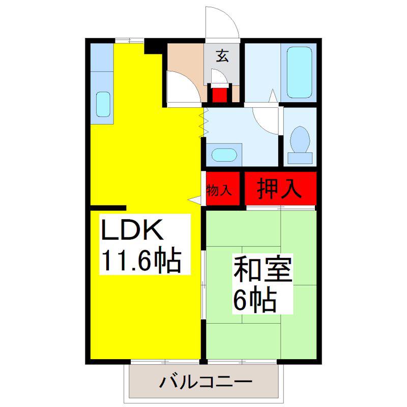 カンポグランデ(1LDK/1階)の間取り写真