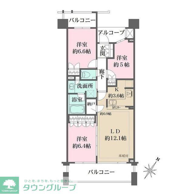 横濱紅葉坂レジデンス壱番館(3LDK/5階)の間取り写真