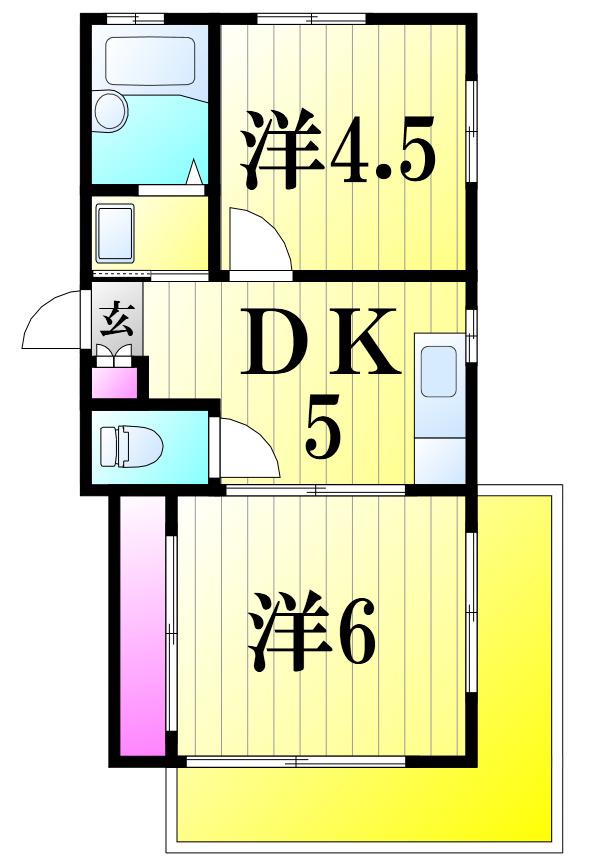 エルハイツ第6テラジマ(2DK/4階)の間取り写真
