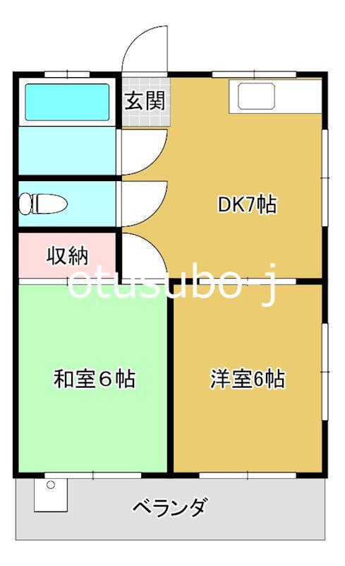 サンフラワーハイツ(2DK/1階)の間取り写真