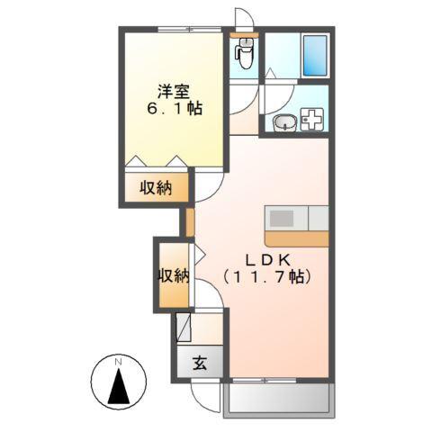 T-アドパネ(1LDK/1階)の間取り写真