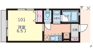 メゾンカワイ第14(1K/1階)の間取り写真