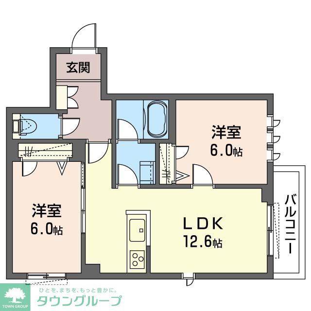 GROWILL立川III(2LDK/3階)の間取り写真