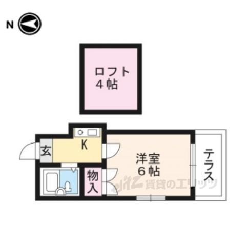 グランプラス桂(1K/2階)の間取り写真