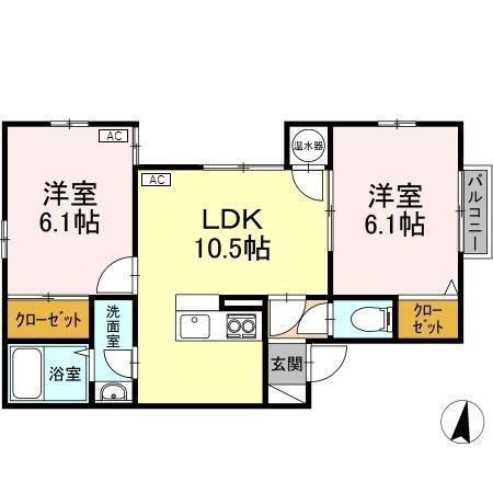 プレリュード(2LDK/1階)の間取り写真
