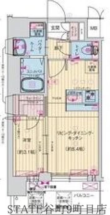 プレサンス東小橋エレディータ(1LDK/2階)の間取り写真