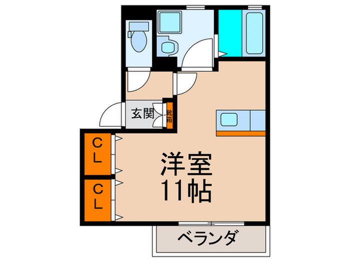 シルクコートC棟(ワンルーム/1階)の間取り写真