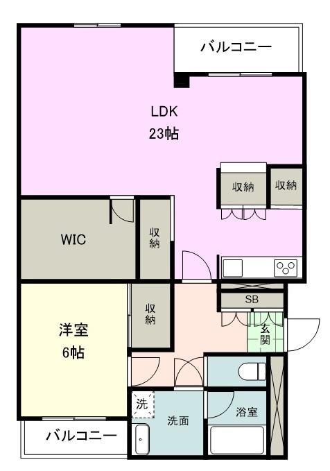 ロイヤルヒルズA棟(1LDK/2階)の間取り写真
