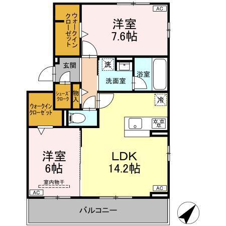 D-ADVANCE小川町(2LDK/3階)の間取り写真