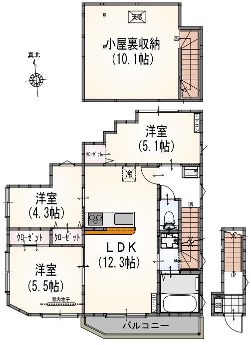 ウラレア(3LDK/2階)の間取り写真