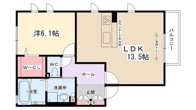 サウスブリーズ(1LDK/2階)の間取り写真