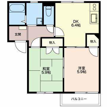 エブリ日吉(2DK/2階)の間取り写真