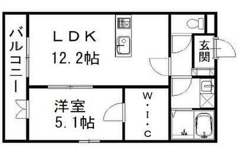 ユーシャイン和多田(1LDK/1階)の間取り写真