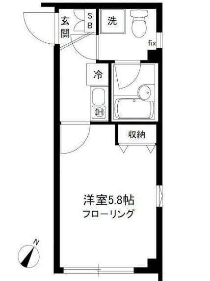 タウンコート(1K/2階)の間取り写真