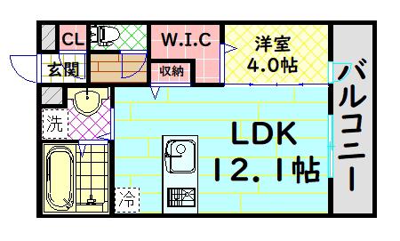 ロイヤルガーデン三国ヶ丘(1LDK/1階)の間取り写真