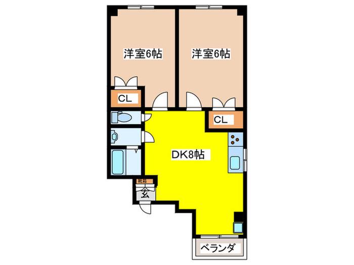 メゾンナカムラ(2DK/2階)の間取り写真