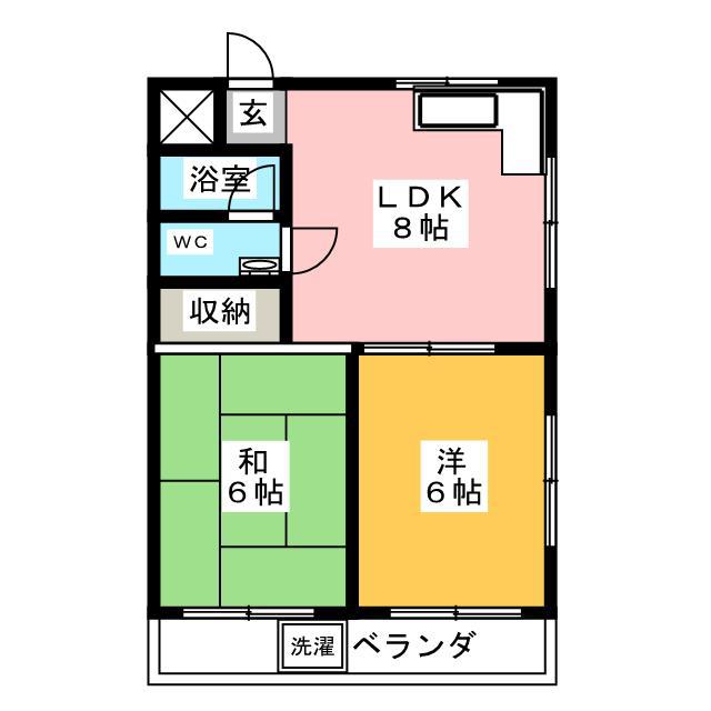 ニューシティハイツ大畠(2DK/2階)の間取り写真