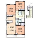 アルンディナリアE(3LDK/2階)の間取り写真