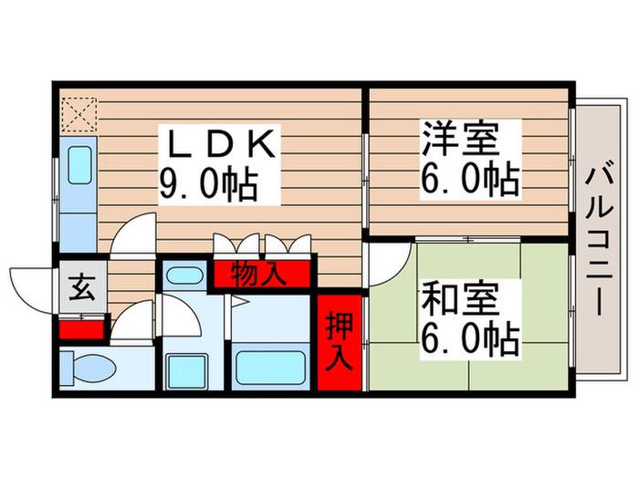 マロンドセブン2(2LDK/1階)の間取り写真
