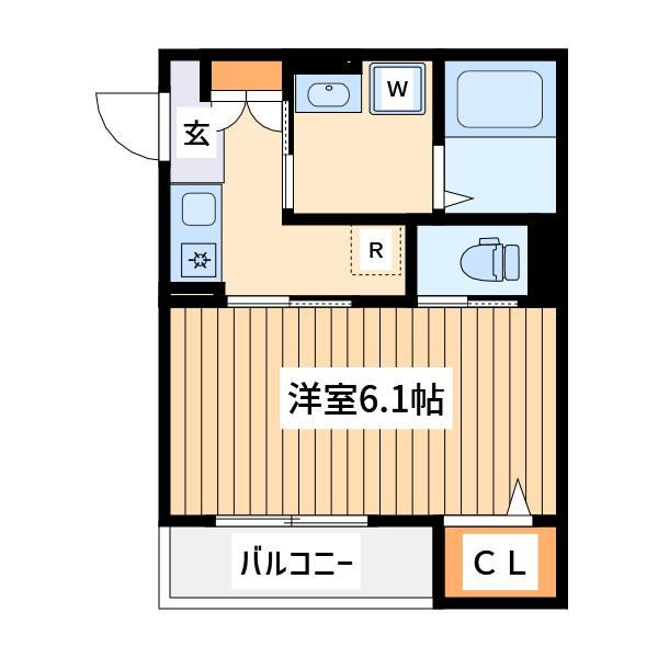 メグリオ新松戸Ⅱ(1K/2階)の間取り写真