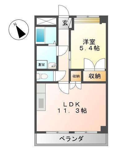 ラベンダー湘南(1LDK/2階)の間取り写真