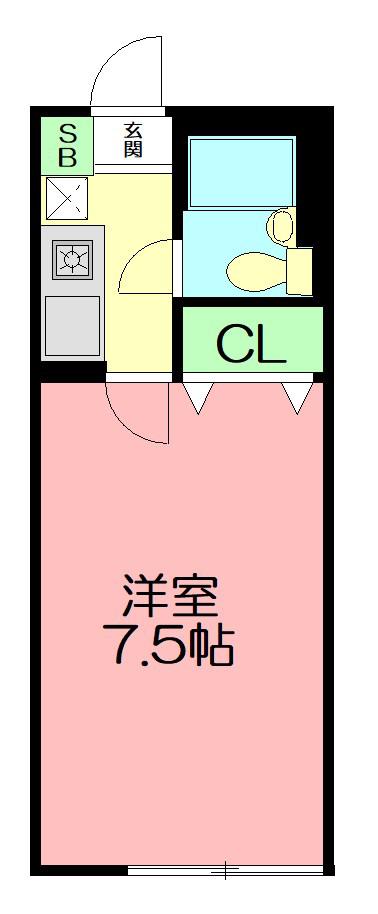 ペルソンヌ下依知(1K/1階)の間取り写真