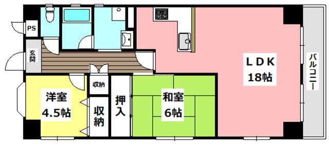 TフリーデンハイムI(2LDK/4階)の間取り写真