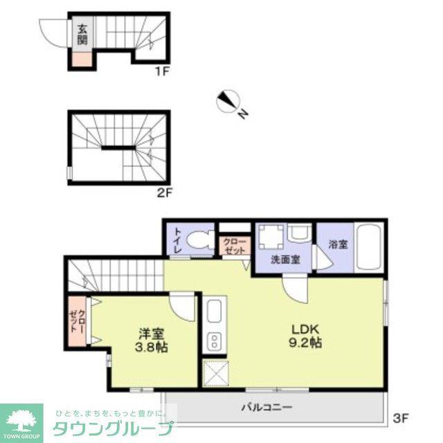 WOODCREST沼袋RESIDENCE(1LDK/3階)の間取り写真