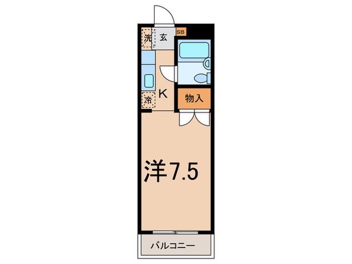 ロワール北千束(1K/3階)の間取り写真