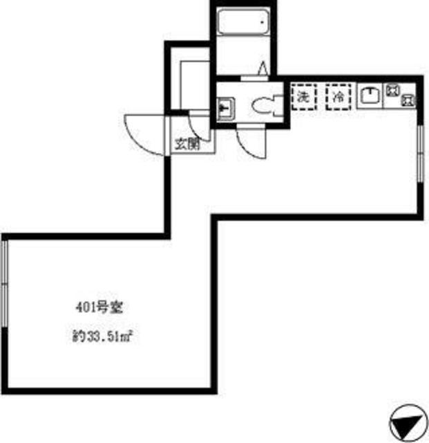 ドミールK西荻南(ワンルーム/4階)の間取り写真