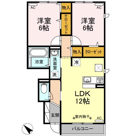 ボナール・メゾン(2LDK/1階)の間取り写真