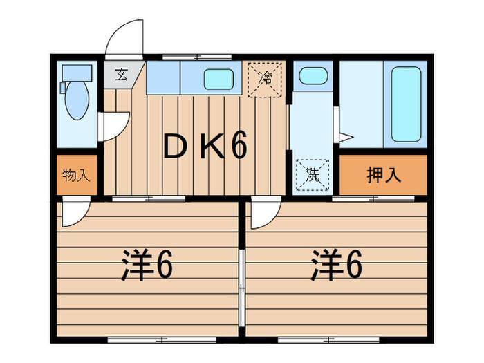 神田ハイツ(2DK/2階)の間取り写真