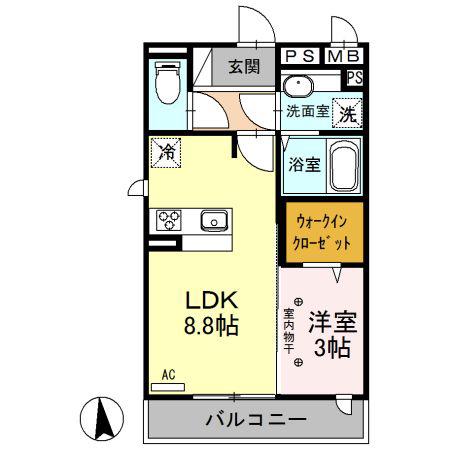 エーレハイム(1LDK/2階)の間取り写真