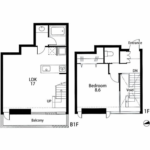 VILLA RONDO(1LDK/B1階)の間取り写真