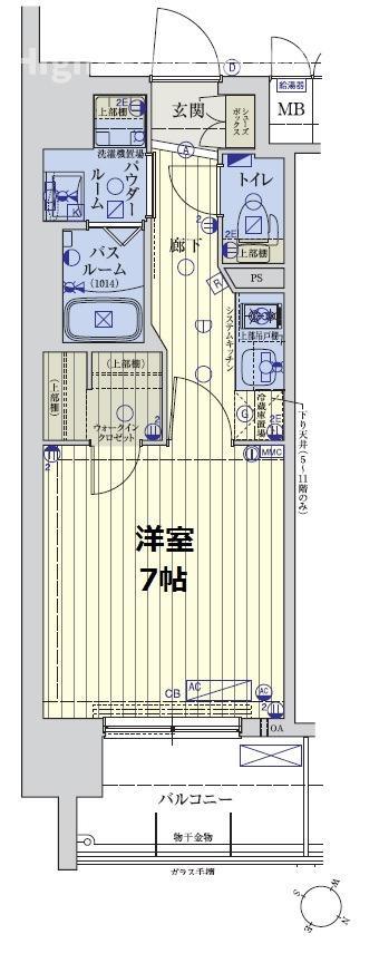 スワンズシティ大阪城北詰(1K/4階)の間取り写真