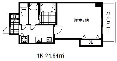 ラグゼ芦屋南(1K/2階)の間取り写真