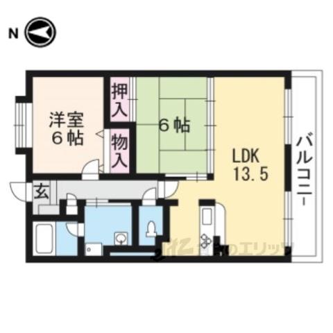 LEONIDA大宅(2LDK/4階)の間取り写真