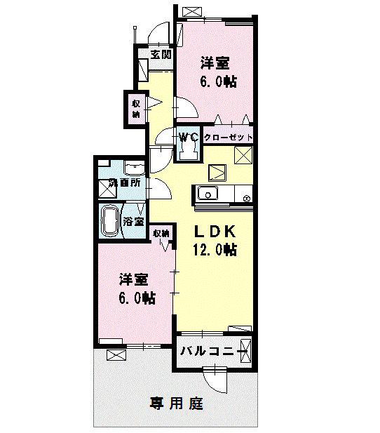 ドマーニ・W(2LDK/1階)の間取り写真