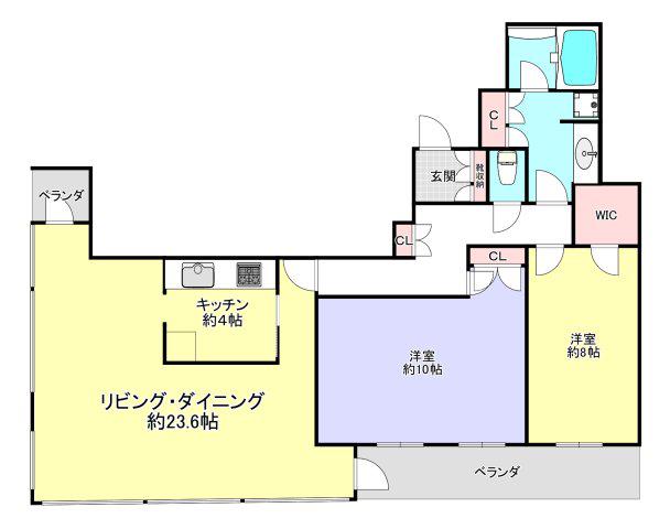 ジオグランデ梅田(2LDK/21階)の間取り写真