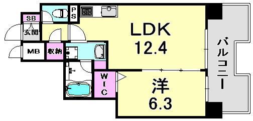 L・ISOBE三宮(1LDK/5階)の間取り写真