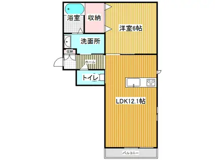 プロスぺラール II(1LDK/3階)の間取り写真