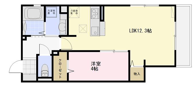パッセロ(1LDK/1階)の間取り写真