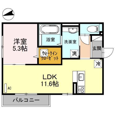 リヴェール(1LDK/1階)の間取り写真